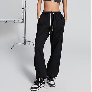 Lace-up Loose Straight Sweatpants